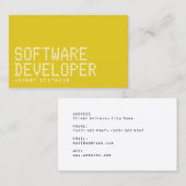 Moderner Minimalstil digitaler Text Zitronengelb Visitenkarte (Vorne/Hinten)