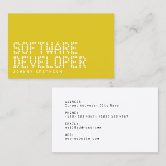 Moderner Minimalstil digitaler Text Zitronengelb Visitenkarte (Vorne/Hinten)