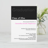 Moderner Minimilast Schwarz-weiß rosa Abschluss Einladung (Stehend Vorderseite)