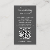 Moderner Minimul Realtor-Foto-Anwesen-QR-Code Visitenkarte (Rückseite)