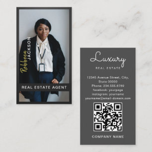 Moderner Minimul Realtor-Foto-Anwesen-QR-Code Visitenkarte