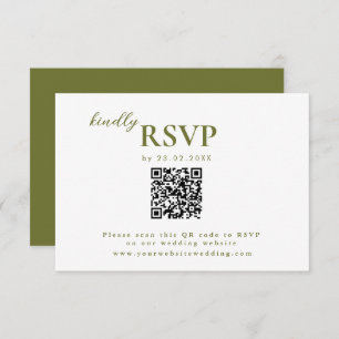 Moderner Mininalist Olive Green Wedding chic RSVP Karte