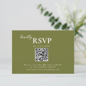 Moderner Mininalist Olive Green Wedding chic RSVP Karte (Stehend Vorderseite)