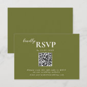 Moderner Mininalist Olive Green Wedding chic RSVP Karte (Vorne/Hinten)