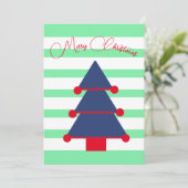 Moderner Mint Grünstreifen Weihnachtsbaum Urlaub Einladung (Stehend Vorderseite)