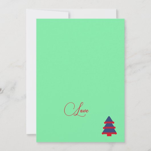 Moderner Mint Grünstreifen Weihnachtsbaum Urlaub Einladung (Rückseite)