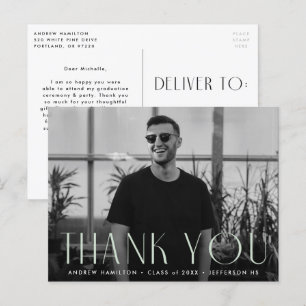 Moderner Minze Foto Abschluss Vielen Dank Postkarte