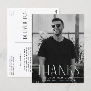 Moderner Minze Foto Abschluss Vielen Dank Postkarte