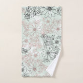 Moderner Minze Schwarze Rose Gold Blumenmarmor Badhandtuch Set (Handtuch)