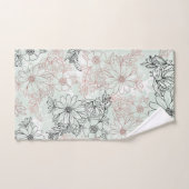 Moderner Minze Schwarze Rose Gold Blumenmarmor Badhandtuch Set (Handtuch)