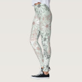 Moderner Minze Schwarze Rose Gold Blumenmarmor Leggings (Links)