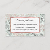 Moderner Minze Schwarze Rose Gold Blumenmarmor Terminkarte (Rückseite)