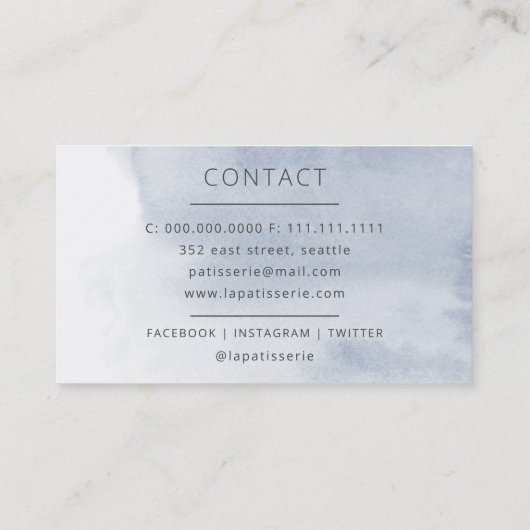 Moderner Minze Wasserfarben Blumengebäck Koch Visitenkarte (Rückseite)