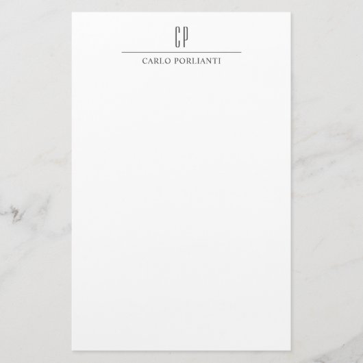 Moderner Mit Monogramm Beruflicher Schlichter Name Briefpapier (Vorderseite)