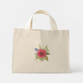 Moderner Mit Monogramm Blumenbrief A Mini Stoffbeutel (Rückseite)
