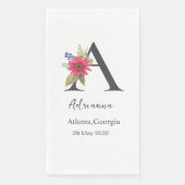 Moderner Mit Monogramm Blumenbrief A Serviette (Vorderseite)