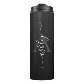 Moderner Mit Monogramm Blush-Name Thermosbecher (Vorderseite)