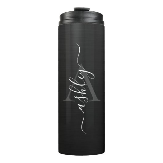 Moderner Mit Monogramm Blush-Name Thermosbecher (Vorderseite)