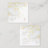 Moderner Mit Monogramm Eleganter Goldmarmor Luxuri Quadratische Visitenkarte (Vorne/Hinten)