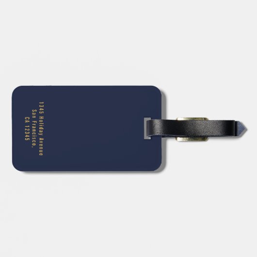 Moderner Mit Monogramm gebürsteter Metallic-Gold-E Gepäckanhänger (Rückseite horizontal)