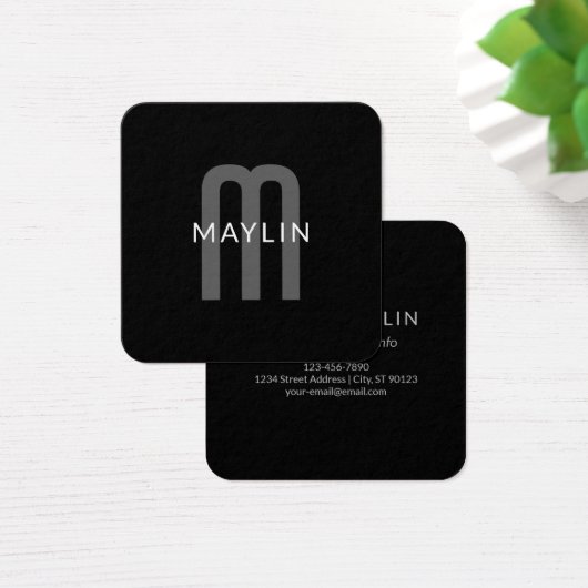 Moderner Mit Monogramm Name | Black Gray White (Schreibtisch)