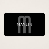 Moderner Mit Monogramm Name | Black Gray White (Vorderseite)