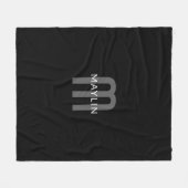 Moderner Mit Monogramm Name | Black Gray White Fleecedecke (Vorderseite (Horizontal))