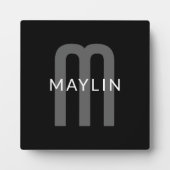 Moderner Mit Monogramm Name | Black Gray White Fotoplatte (Vorderseite)