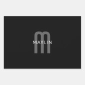 Moderner Mit Monogramm Name | Black Gray White Geschenkpapier Set (Vorderseite)