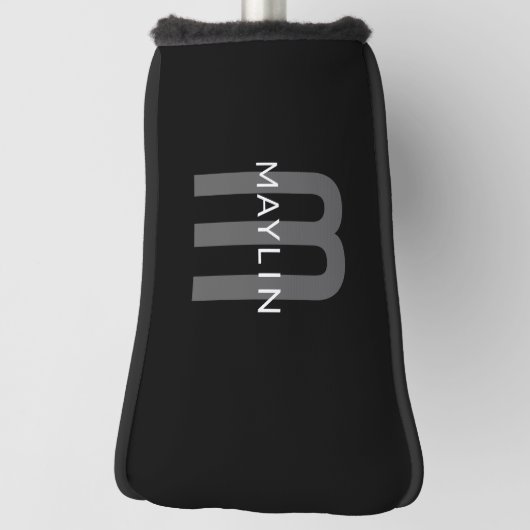 Moderner Mit Monogramm Name | Black Gray White Golf Headcover (Rotieren 90)