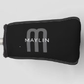 Moderner Mit Monogramm Name | Black Gray White Golf Headcover (Vorderseite)