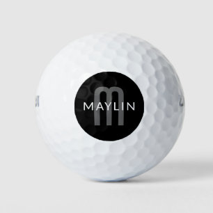 Moderner Mit Monogramm Name Black Gray White Golfball