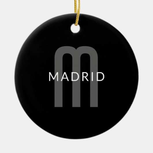 Moderner Mit Monogramm Name | Black Gray White Keramik Ornament (Vorne)