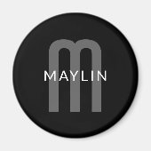 Moderner Mit Monogramm Name | Black Gray White Magnet (Vorne)