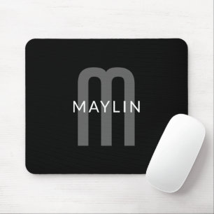 Moderner Mit Monogramm Name   Black Gray White Mousepad