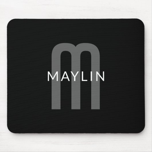 Moderner Mit Monogramm Name | Black Gray White Mousepad (Vorne)
