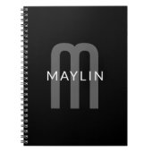 Moderner Mit Monogramm Name | Black Gray White Notizblock (Vorderseite)