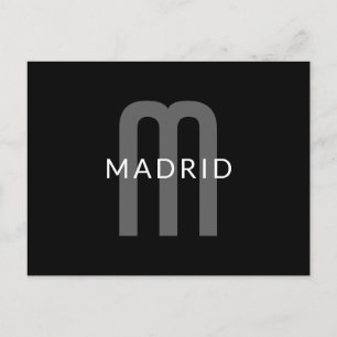 Moderner Mit Monogramm Name   Black Gray White Postkarte