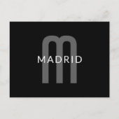 Moderner Mit Monogramm Name | Black Gray White Postkarte (Vorderseite)