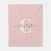 Moderner Mit Monogramm Name Blush Pink Fleecedecke (Vorderseite)