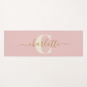 Moderner Mit Monogramm Name Blush Pink Yogamatte (Vorderseite (Horizontal))