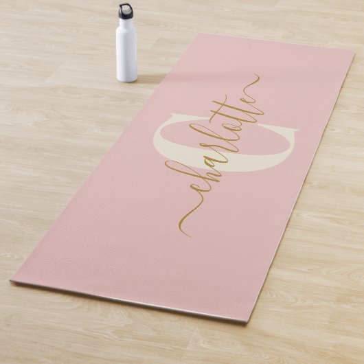 Moderner Mit Monogramm Name Blush Pink Yogamatte (Beispiel)