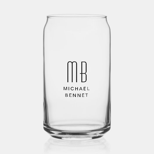 Moderner Mit Monogramm Name Dosenglas (Vorderseite)