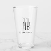 Moderner Mit Monogramm Name Glas (Rückseite)