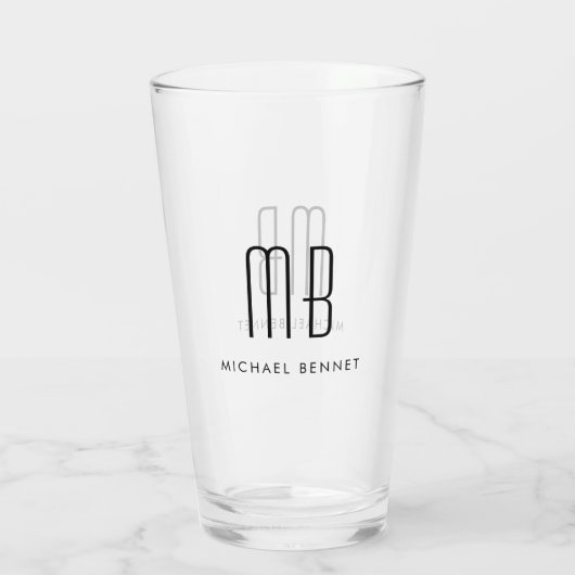 Moderner Mit Monogramm Name Glas (Rückseite)
