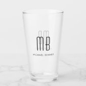 Moderner Mit Monogramm Name Glas (Vorderseite)