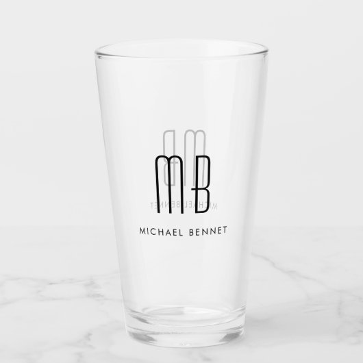 Moderner Mit Monogramm Name Glas (Vorderseite)