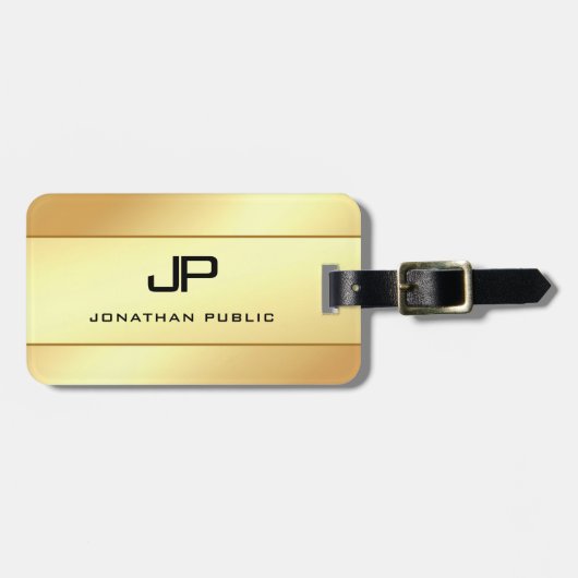 Moderner Mit Monogramm Name Gold sieht glamourös a Gepäckanhänger (Vorderseite horizontal)