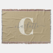 Moderner Mit Monogramm Name Gold Tan Decke (Vorderseite)