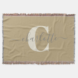 Moderner Mit Monogramm Name Gold Tan Decke